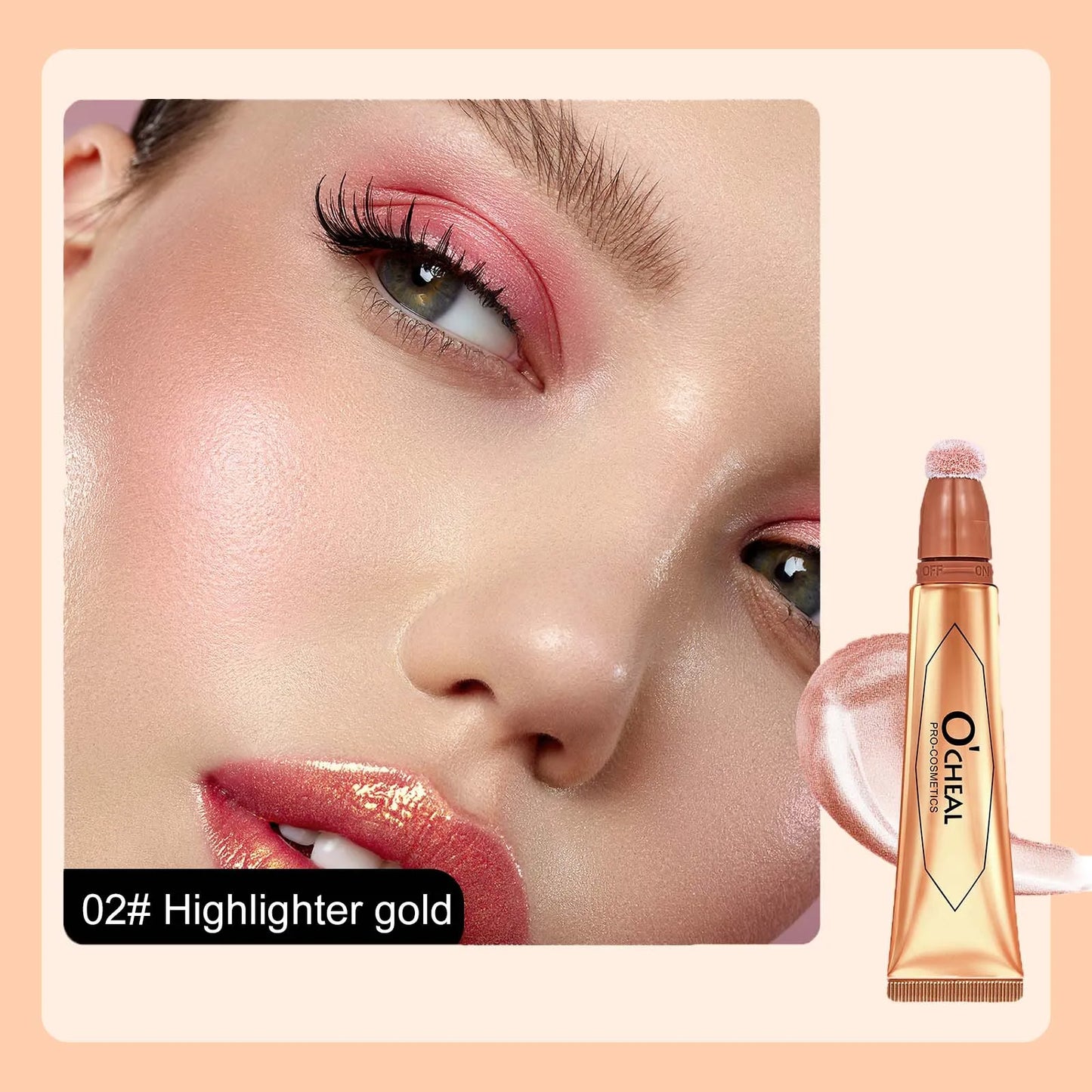 OCHEAL 6-color Face Liquid Blusher Cream Facial Cheek Eye Press Brush Head Highlighter Powder Blusher Contouring Makeup Cosmetic