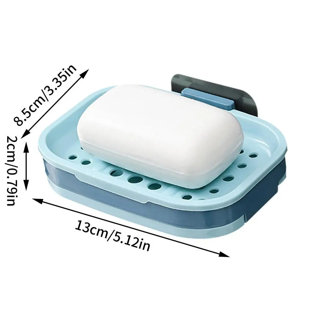 Shower Soap Dish Wall Mounted Soap Rack No Drilling Sponge Holder Tray Bathroom Organizer with Drain case for home shower room