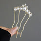 1Pc Pearl Flower U-Shaped  Hair Clips for Women Elegant Style Metal Forks Vintage Pearl Hairpins Hair Styling Tools Gifts