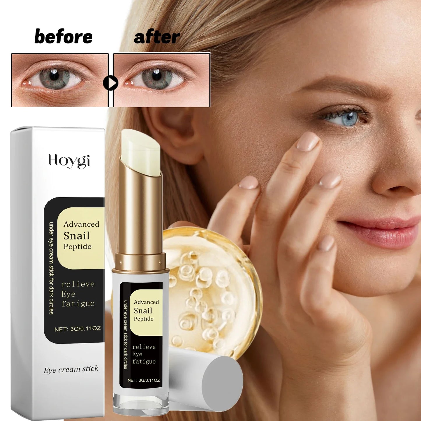 Snail Peptide Eye Cream stick reduce Dark Circles Eye Bags Firming Brightener Anti aging nourishing moisturize Eye Cream