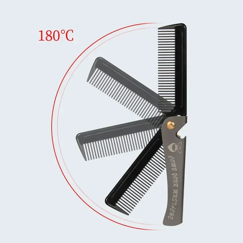 New Foldable comb Folding Pocket Clip Hair Moustache Beard Comb Fashion Men Women Handmade massage hair brush Folding knife comb