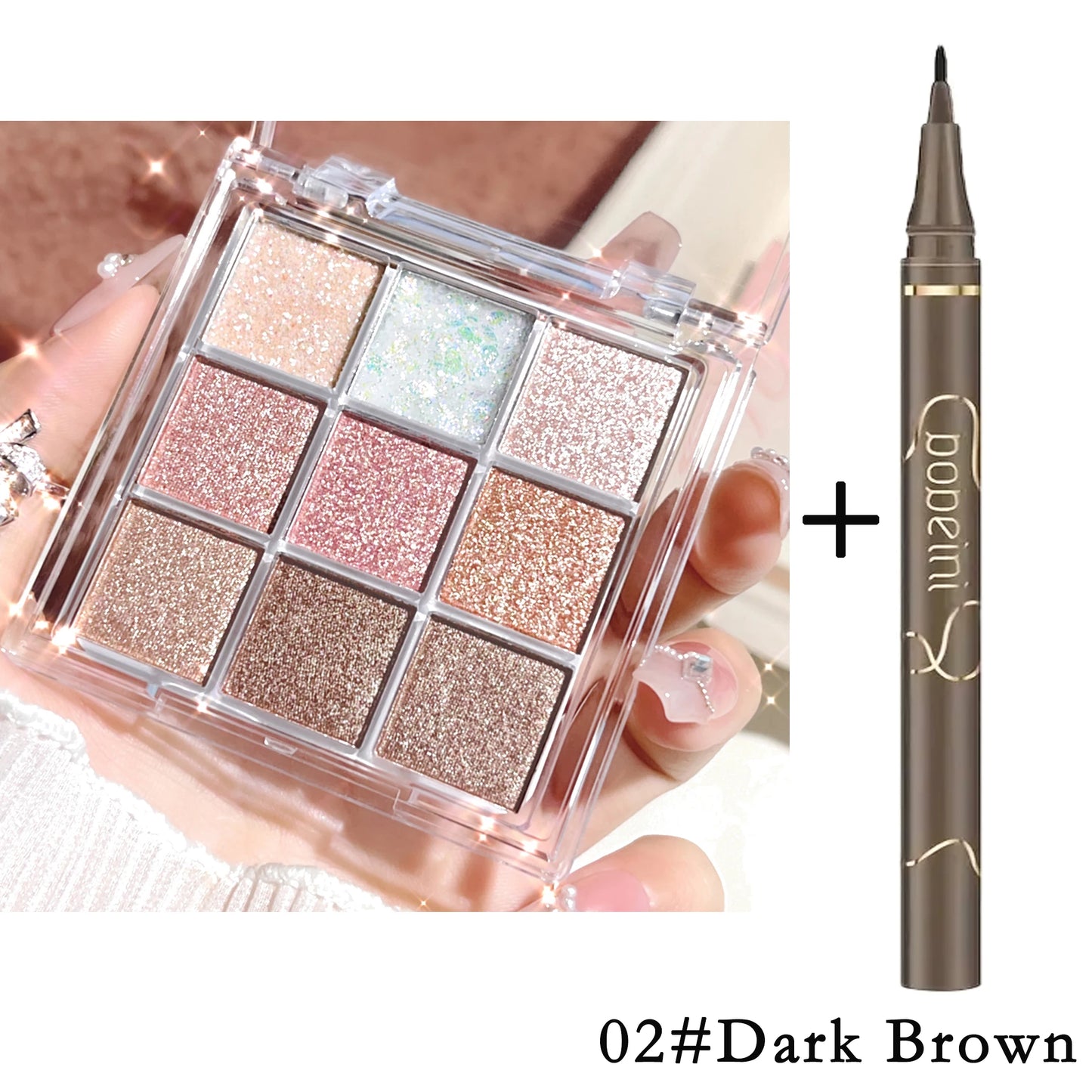 Pearlescent fine glitter highlighter dazzling smart eyeshadow palette Long-lasting color development, sweat and water resistant