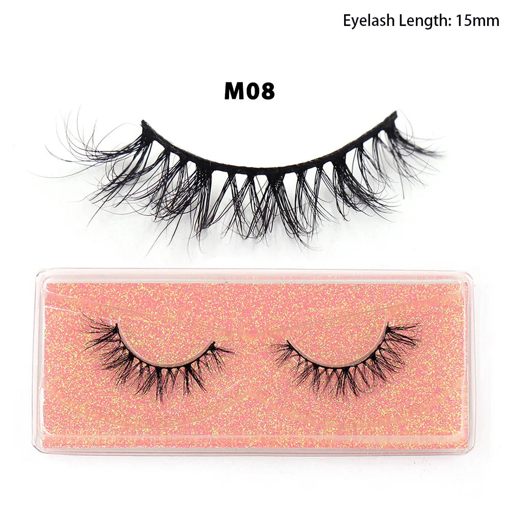LEHUAMAO Maquiagem Short Natural Soft Mink Lashes Volume Fluffy Wispy Lashes 12mm-15mm False Eyelashes Eyelash Extensio Makeup