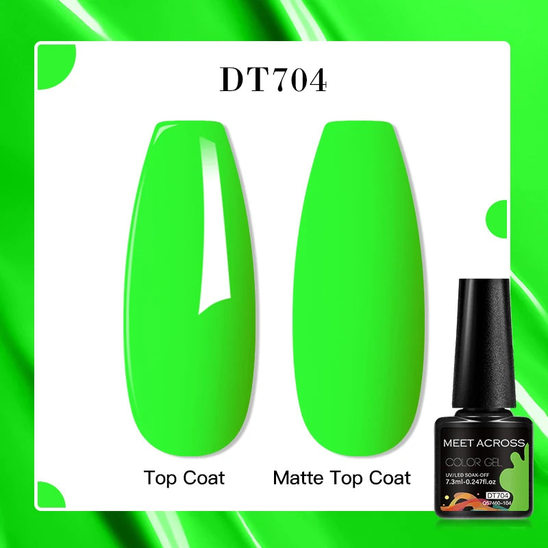 MEET ACROSS 160 Colors 7.3ml Gel Nail Polish Vernis Glitter Sparkly Semi Permanent Soak Off LED UV Gel Varnish Nail Art Manicure