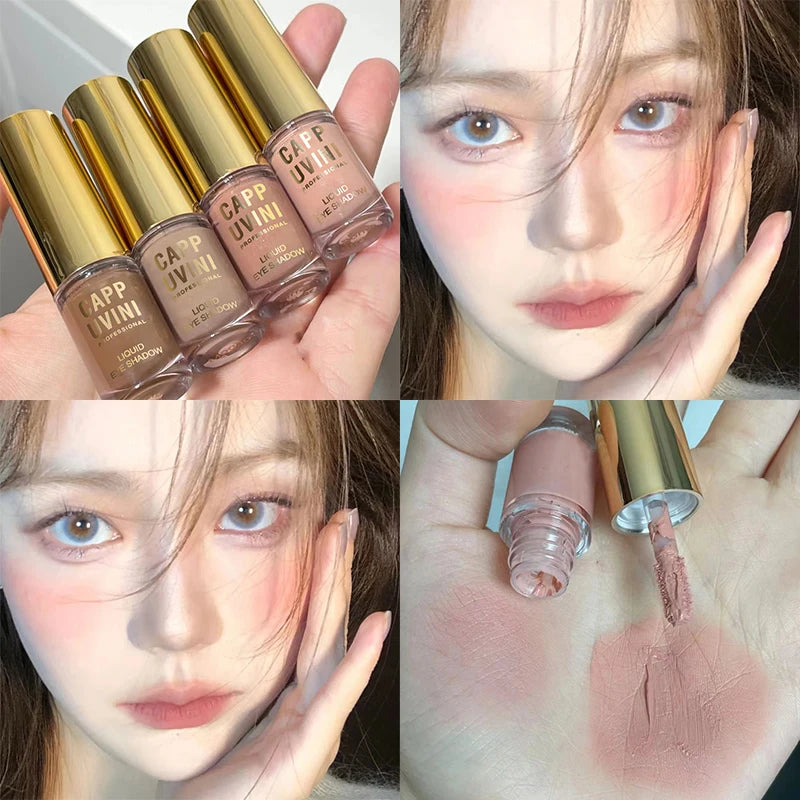 Cappuvini Liquid Matte Eye Shadow Brown Glitter Liquid Eyeshadow Stick Shimmer Natural Milk Coffee Eye Shadow Pigment Makeup 1pc