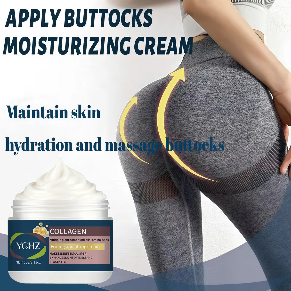 Instant Butt Lifting Cream, Rich in Vitamin E, Vitamin C, Caffeine, and Collagen Moisturizing Massage Cream Designed for Shaping