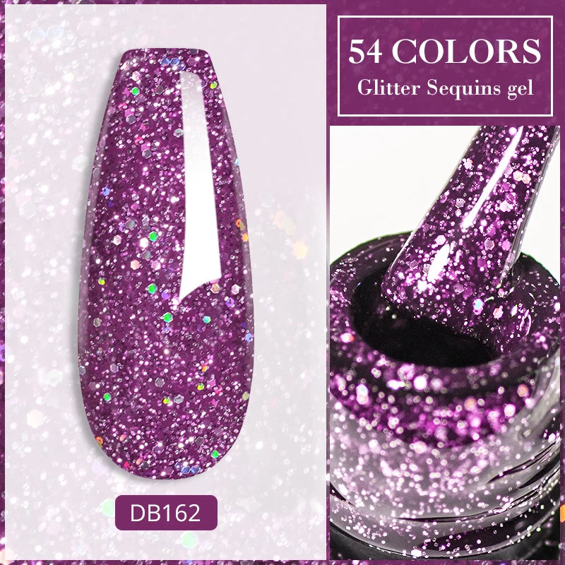 7ml Champagne Gold Sliver Reflective Nail Gel Polish Sparkling Shining Glitter Pink Red Nail Supplies Semi Permanent Gel Varnish