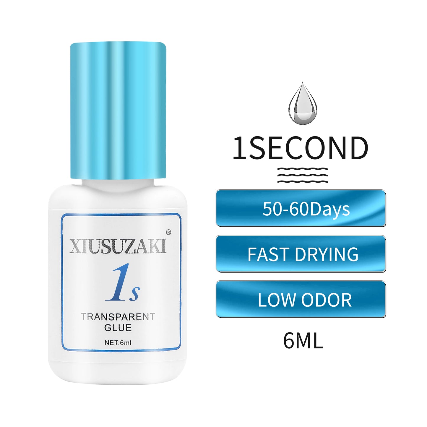 XIUSUZAKI 6ml False Eyelash Extensions Glue 0.5s 1s Fast Drying Black Transparent Lash Adhesive Glue Low Irritation Eyelash Glue