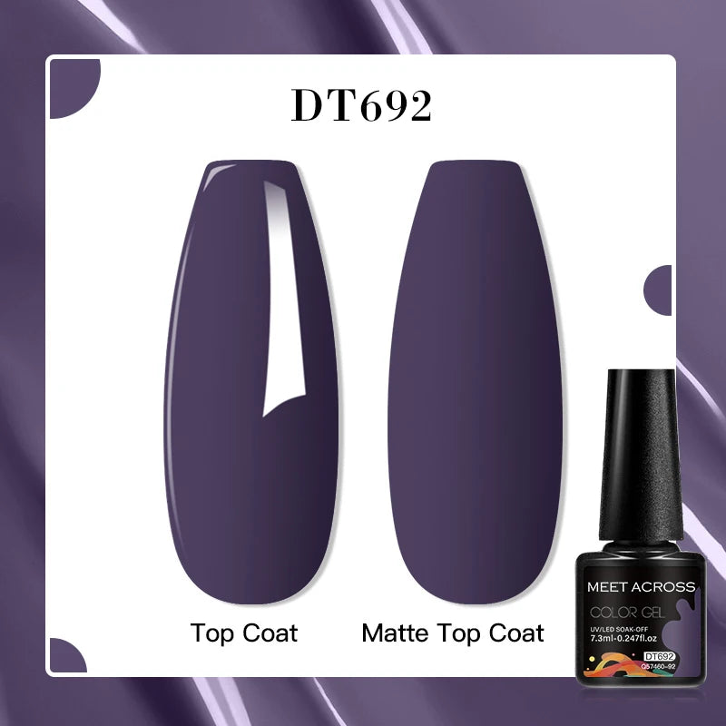MEET ACROSS 160 Colors 7.3ml Gel Nail Polish Vernis Glitter Sparkly Semi Permanent Soak Off LED UV Gel Varnish Nail Art Manicure
