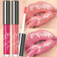 Coral Pink Glitter Lip Glaze LongLasting Moisturizing Shimmer Mirror Lipgloss Waterproof Liquid Lipstick Lip Oil Makeup Lip Tint