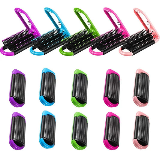 Portable Travel Folding Hair Brush With Mirror Compact Pocket Size Comb ABS Heat-Resistant Folding Comb Portable Dual-Use