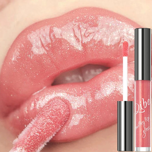 Coral Pink Glitter Lip Glaze LongLasting Moisturizing Shimmer Mirror Lipgloss Waterproof Liquid Lipstick Lip Oil Makeup Lip Tint