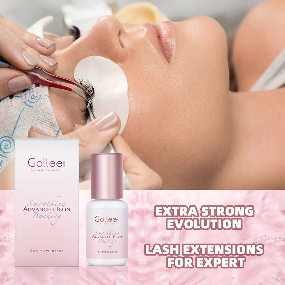 Gollee Eyelash Glue 0.5s Fast Dry Low Humidity Eyelashes Extension Glue Black Hypoallergenic Strong Lash Glue Waterproof Makeup