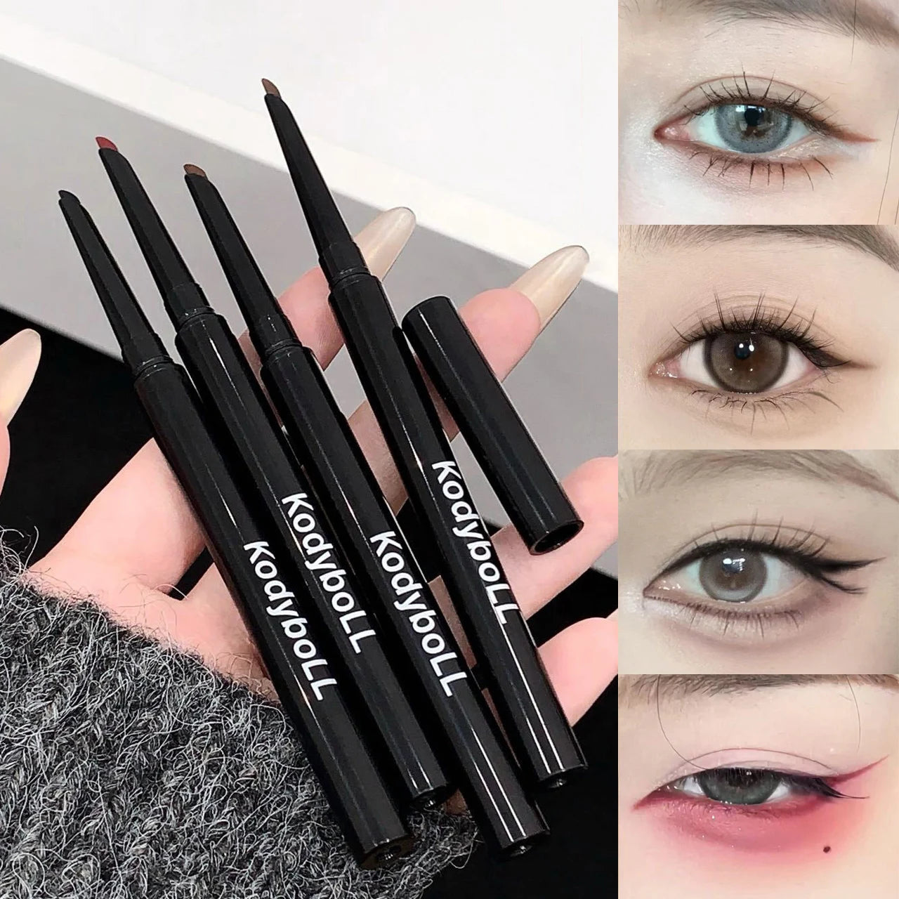 Waterproof Matte Red Eyeliner Gel Pencil Ultra-thin Long Lasting Quick Dry Smooth Black Eye Liner Pen Silky Makeup Cosmetics