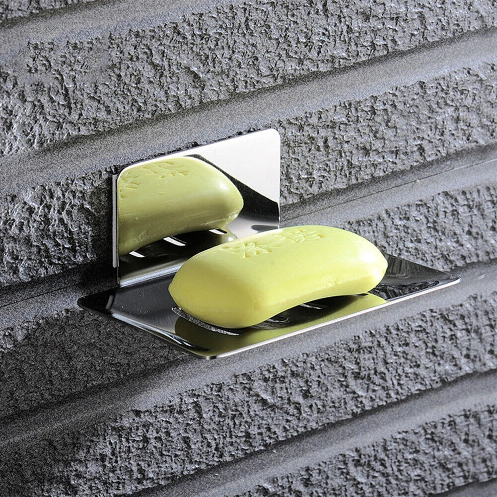 Soap Holder Dish Wall Mount Adhesive Tray Storage Dish Bathroom Shower Plate Box Stainless Steel Rack