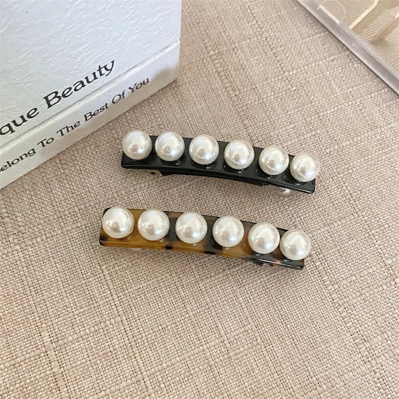 Elegant Acetate Hair Clip Imitation Pearl French Style Barrettes Hairgrip Daily Headwear Women Hair Accessories