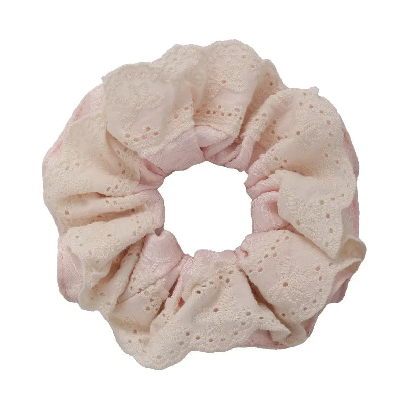 Spring Sweet Lace Hair Scrunchies Headbands for Women Girls Fashion Hair Rope Female Tie Ponytail Rubber Band Decoration Retro