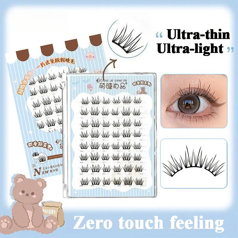 Ultra-thin Noglue Lashes Zero-touch False Eyelashes Natural Eyelash Clusters Lashes with Eyelash Glue Self Adhesive Eyelashes
