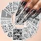 30pcs 5D Embossed Rose Golden Lace Floral Nail Stickers Retro Vine Flower Nail Decals 5.5*6.5cm Irregular Geometric Nail Sliders