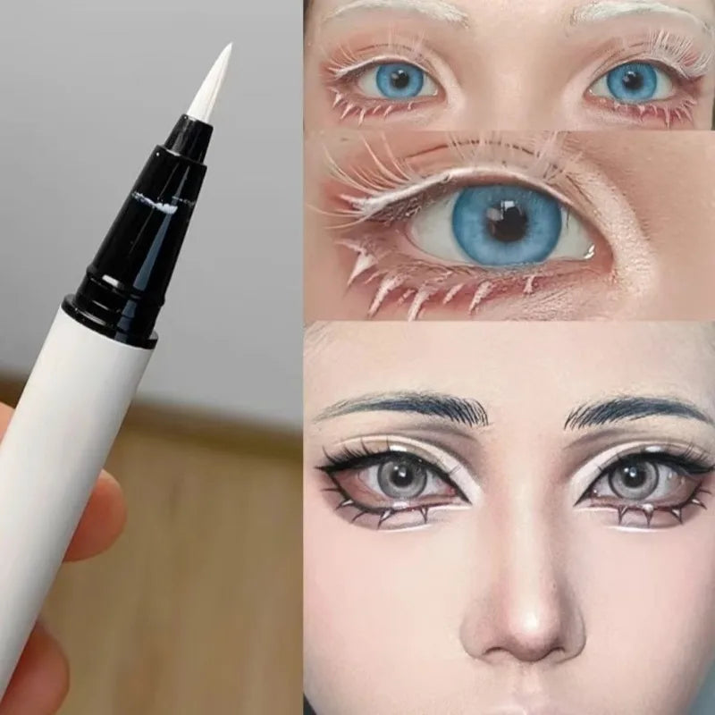 Professional White Eyeliner Gel Pen Waterproof Smudge-Proof Long Lasting Eye Brightening Multi-Use Cosmetic Tool Stage Makeup