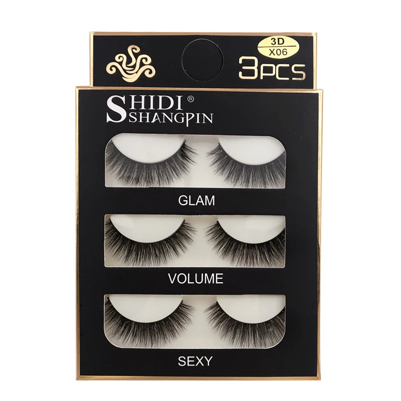 Faux Cils 3 Pairs False Eyelashes Natural Long 3D Mink Lashes Soft Fluffy Wispy Handmade Fake Lashes Eye Makeup Tools Maquiagem