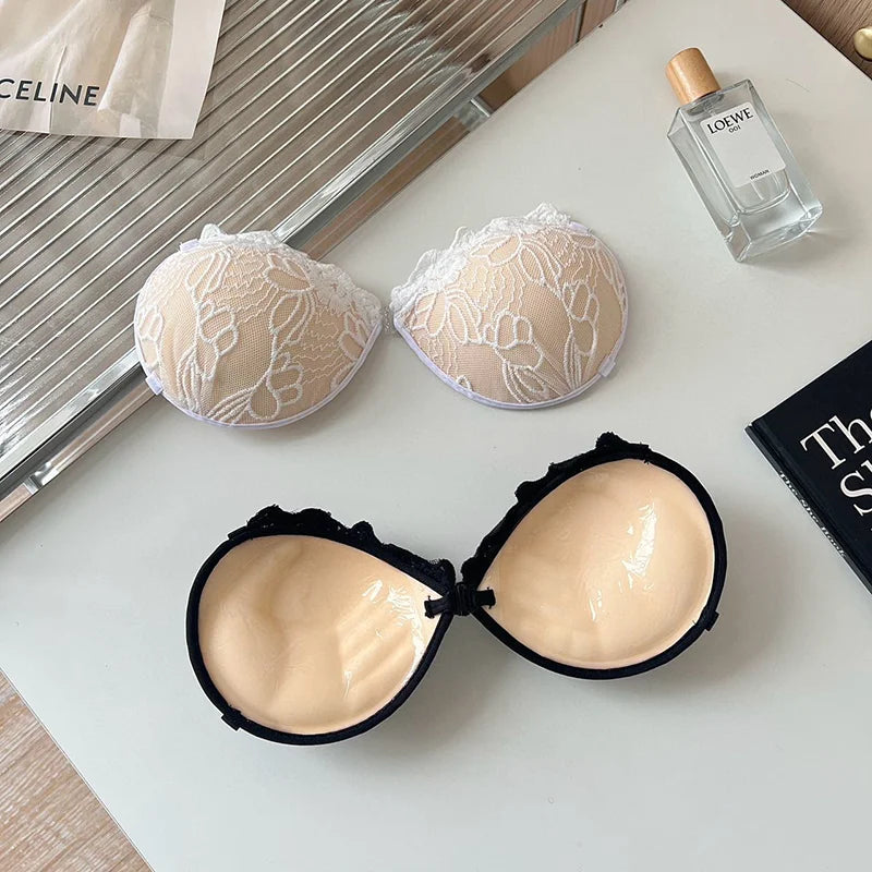 Lace Silicone Bra Reusable Nipple Stickers Adhesive Nipple Cover Bra 3CM Thickened Push Up Bra Chest Patch