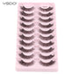 YSDO Natural Mink Eyelashes 3/6/10 Pairs Wispy Faux 3D Mink Lashes Short Fluffy Half False Eyelash Makeup Tools Cat Eye Lashes