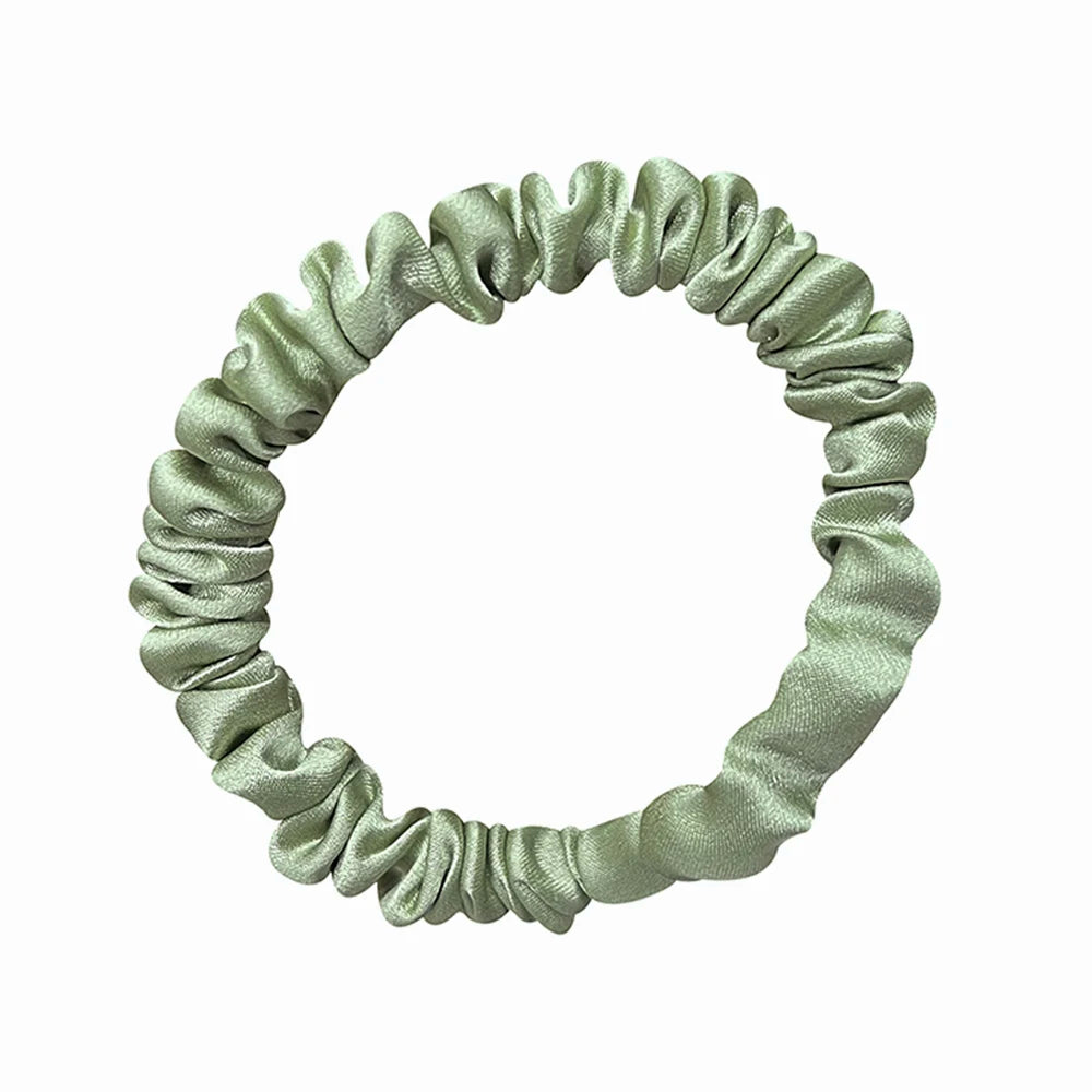 100% Real Mulberry Silk Skinnies Scrunchies Hair Bands Ties Gum Elastics Ponytail Holders No Damage for Women Girls 22 Momme 1CM