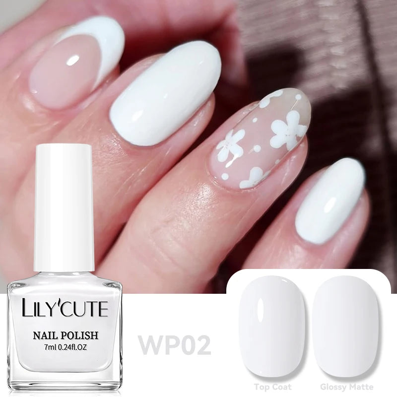 LILYCUTE 7ml Dark Red Nail Polish Water-based Colorful Glitter Sequins Air Dry No Need Cure Nail Art Supplies Gorgeous Color