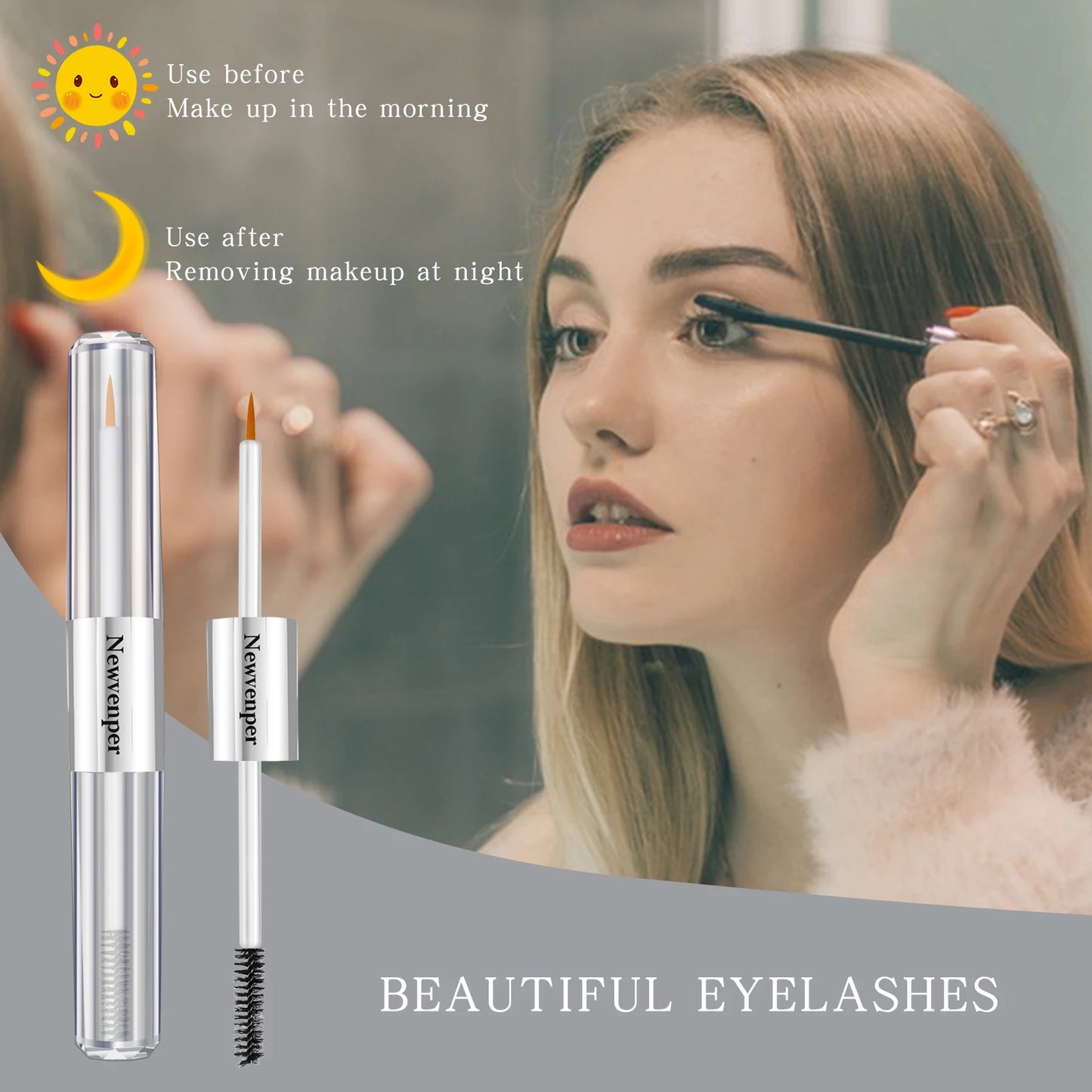 2 Pcs Eyelash Essence with Double Brush Design Nourishing Eyelash Eyebrow Enhancer Serum for Beautiful, Healthier Lashes and Brows