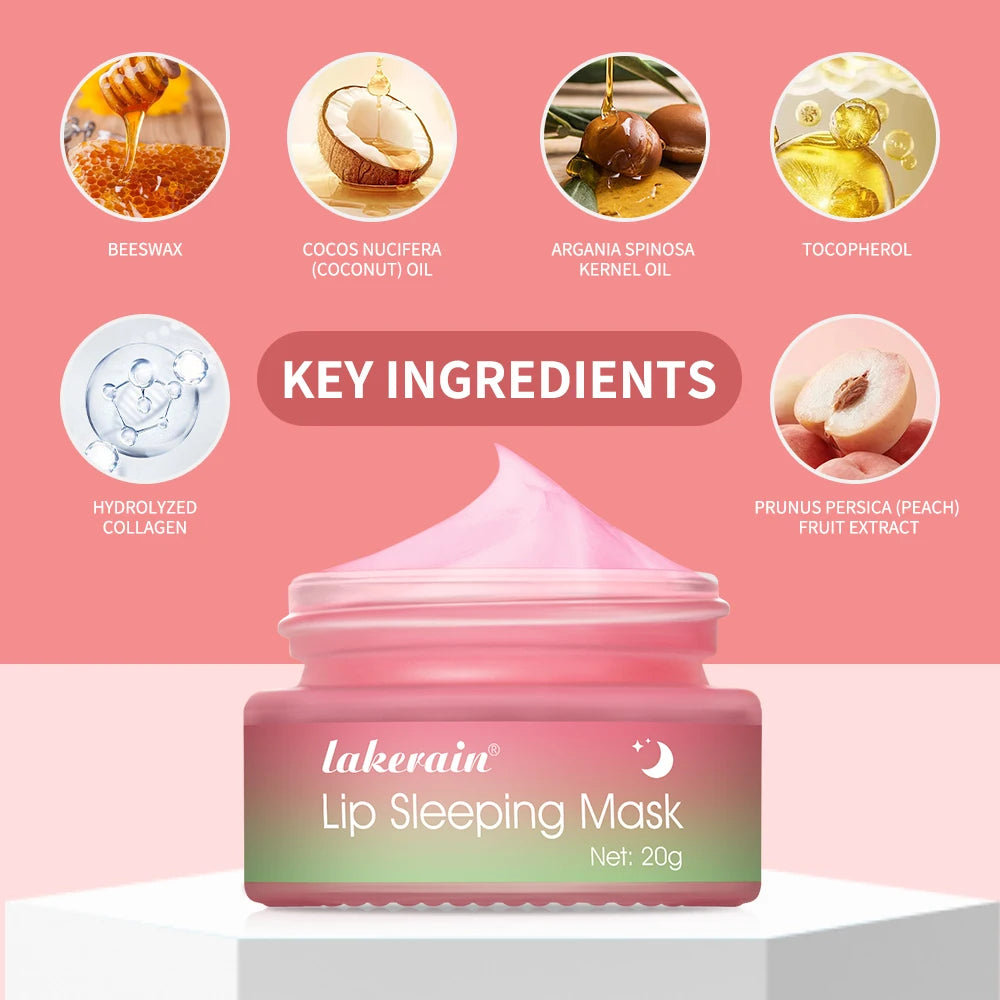 Lakerain Moisture & Collagen Booster Lip Sleeping Mask - Treatment to Restore, Hydrate & Plump Dry Chapped Lips