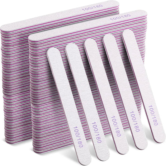 50Pcs/Lot Grey Sandpaper Nail File 100/180 Double Sided Buffer Block Polisher Pedicure Manicure Nail Art Files Nails Accesorios
