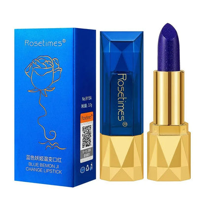 Blue Rose Lipstick Makeup Temperature Color Changing Lipstick Velvet Matte Moisturizing Waterproof Non-stick Cup Shiny Lipstick