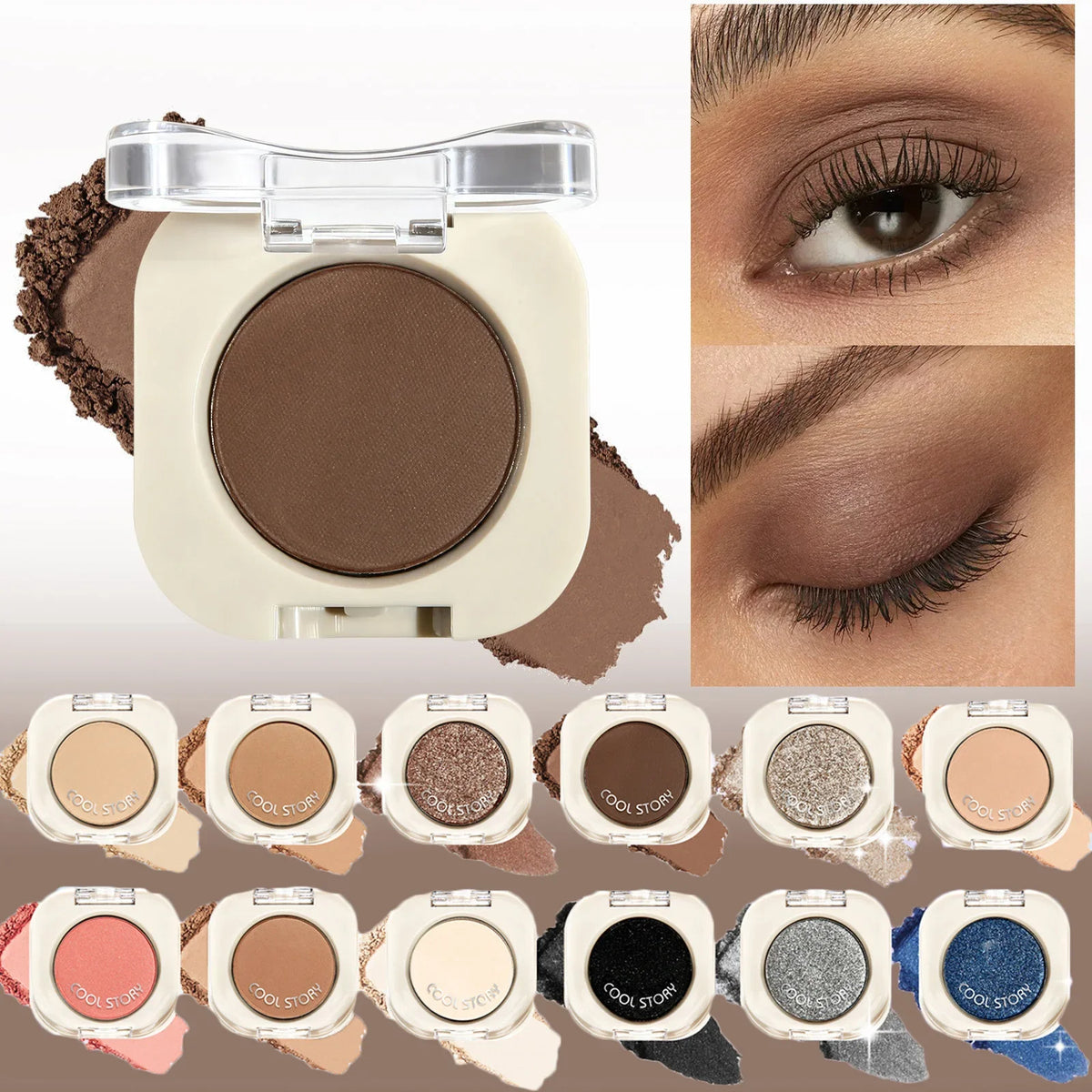 Monochrome Matte Brown Eyeshadow Primer Makeup Lasting Smooth Easy To Wear Nature Brighten Silkworm Eyeshadow Palette 12Colors