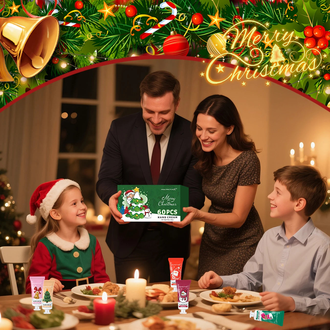 60 piece set of Christmas hand cream box, moisturizing, anti freezing, dry cracking in autumn and winter -5 flavors