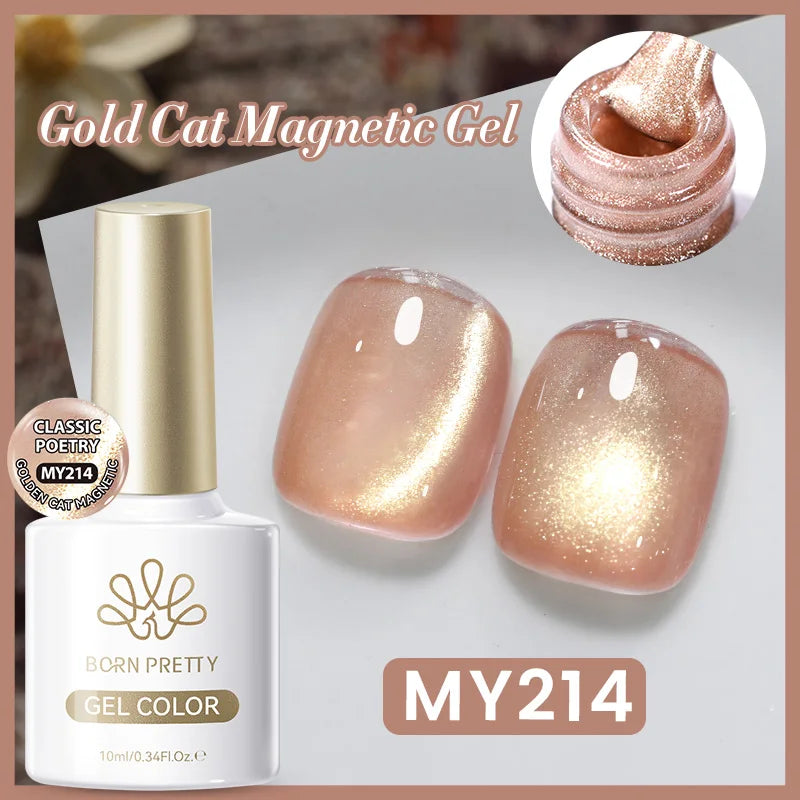 BORN PRETTY 10ml Black Glass Cat Magnetic Gel Nail Polish Punk Style Nail Art Manicure Varnis Semi Permanent Gel for Winter Nail