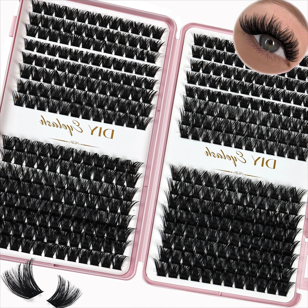 384pcs Individual Lashes Eyelash Book Clusters Extensions False Eyelash DIY at Home Cluster Eyelash Extensions Makeup