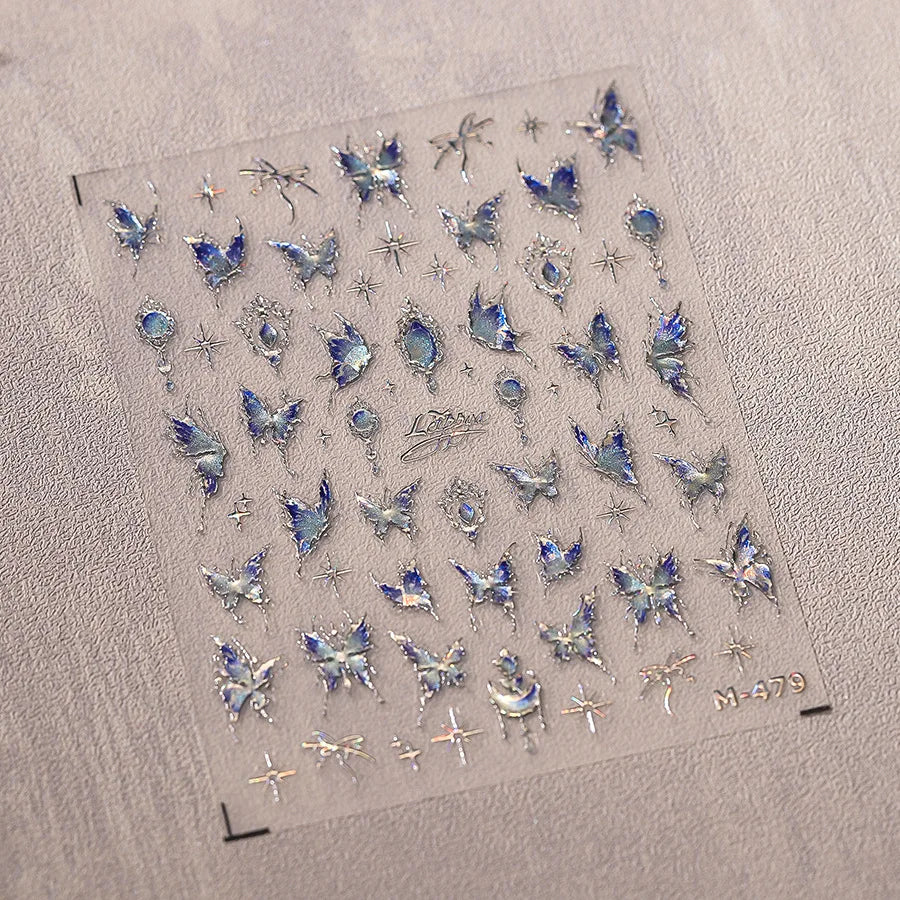 Gold Snowflake Bowknot Snowman Lovely Christmas 3D Self Adhesive Nail Art Sticker Rhinestone 5D Embossed Reliefs Manicure Decals
