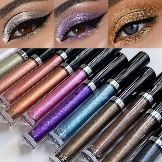 12 Color Pearlescent Liquid Eyeshadow Makeup Natural Smokey Silver Shimmer Diamond Glitter Shadows Waterproof Lasting Eye Makeup