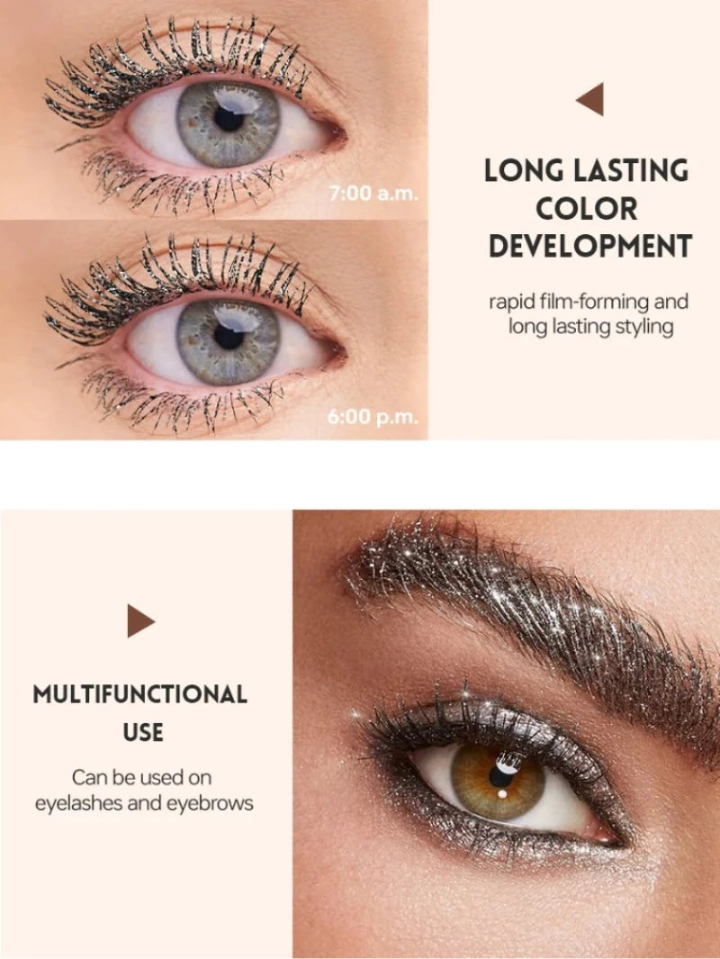 High Quality Perfect Girl Shiny Metallic Lash Mascara Makeup Pearlized Shiny Diamonds Glitter Extension Lashes Mascara Cosmetics