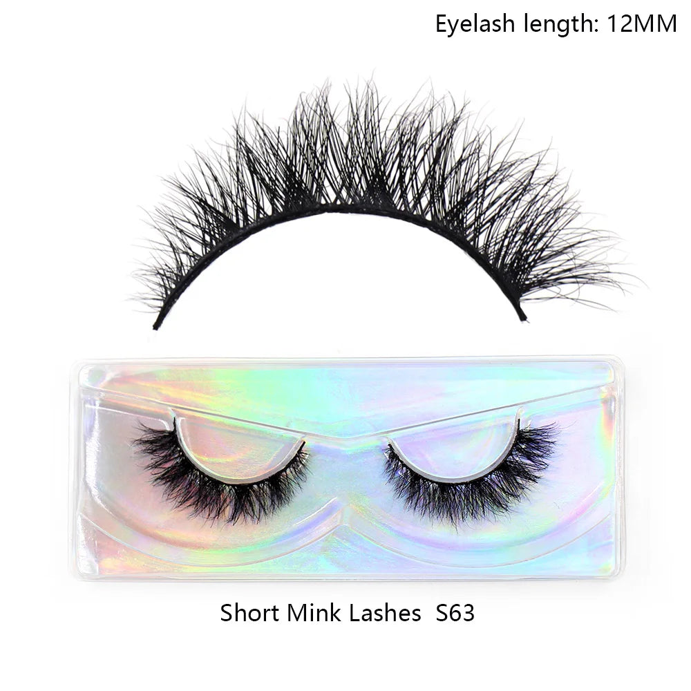 LEHUAMAO Maquiagem Short Natural Soft Mink Lashes Volume Fluffy Wispy Lashes 12mm-15mm False Eyelashes Eyelash Extensio Makeup