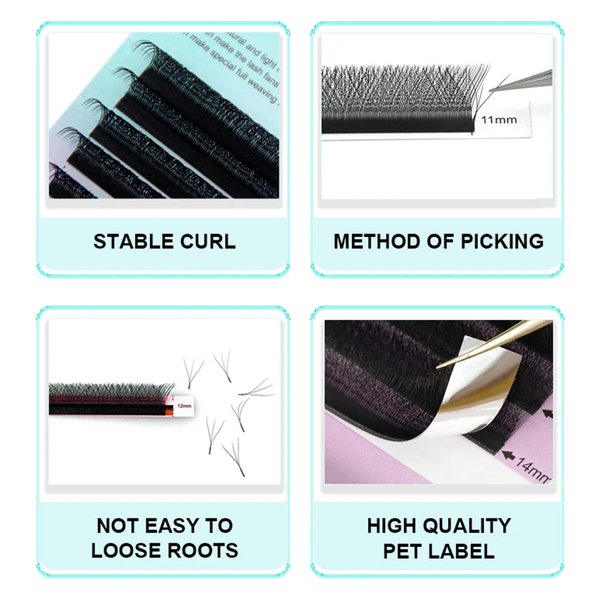 HOLLYLASH YY/W Shaped 2D 3D 4D 5D 6D Hand Woven Automatic Flowering Premade Volume Fans Eyelashes Extensions Individual Lashes