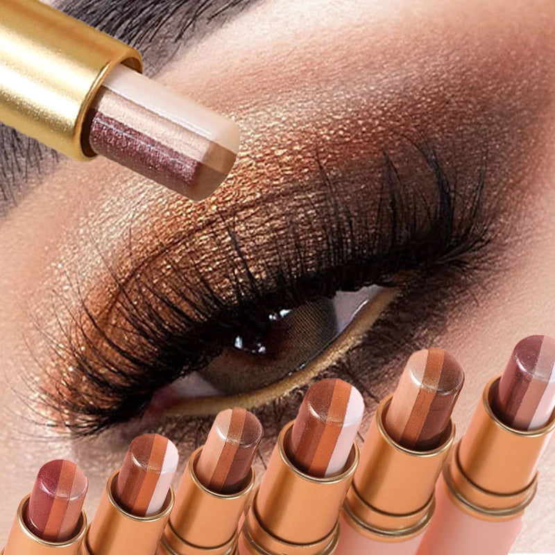 3-color Pearly Eyeshadow Stick Waterproof Metallic Glitter Eye Shadow High Pigmented Shimmer Eyeshadow Highlighter Makeup Stick