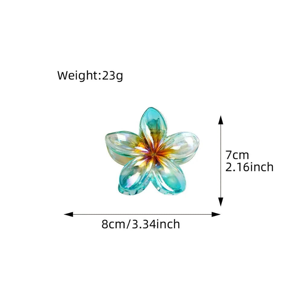 Bohemia Egg Flower Flower Hair Clips Fashion Flower Shape Headwear Shark Clip Plastic Colorful Flowers Claw Vacation