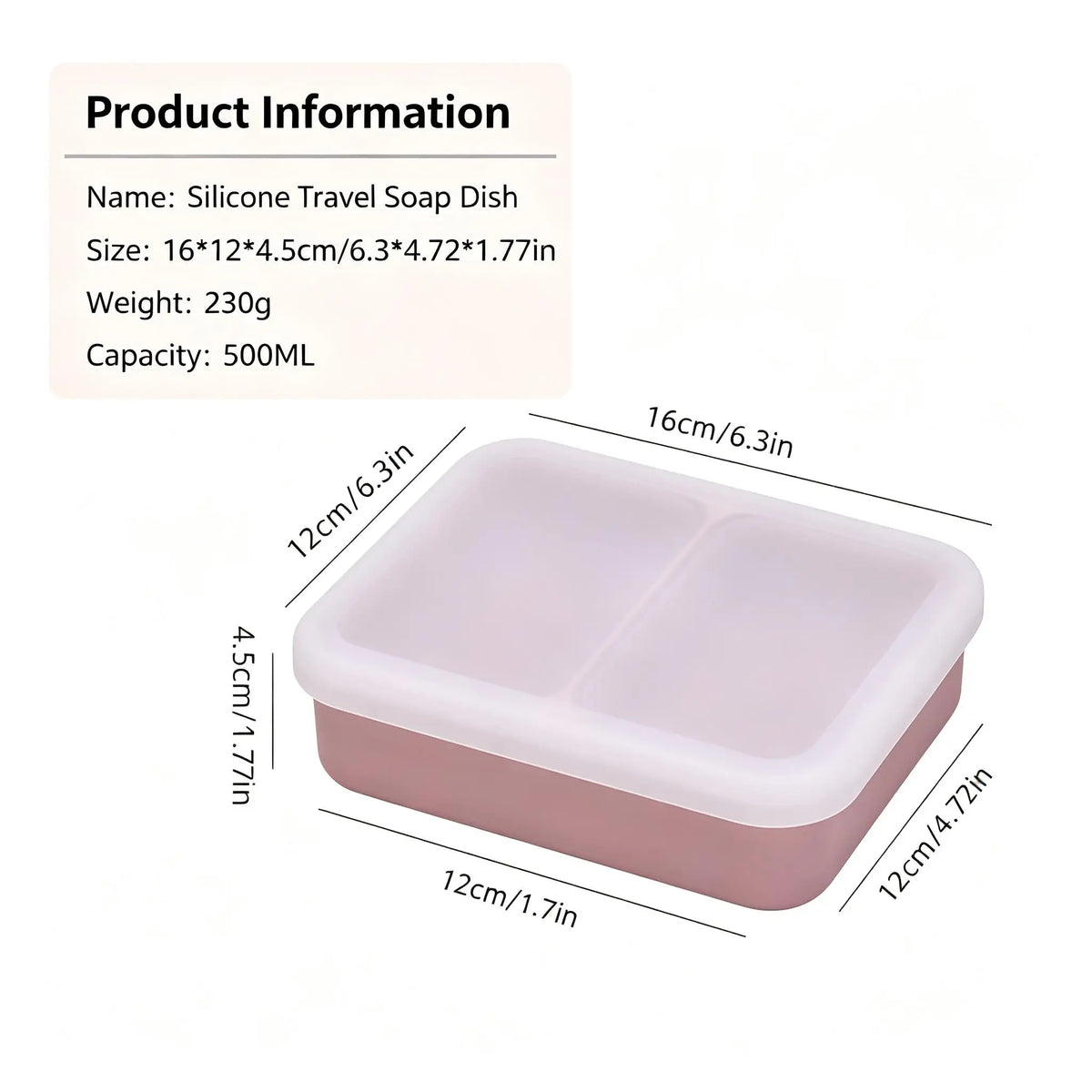 Portable Travel Soap Dish with Lid, Dual Compartment Silicone Drain Soap Box, Double Layer Waterproof Soap Holder with Drain Mat