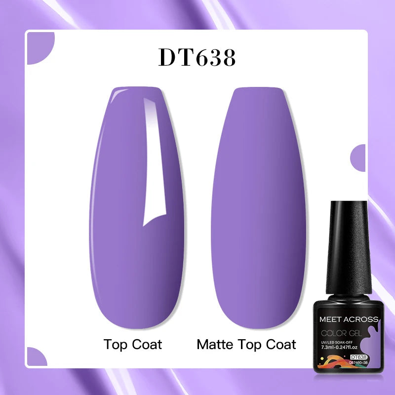 MEET ACROSS 160 Colors 7.3ml Gel Nail Polish Vernis Glitter Sparkly Semi Permanent Soak Off LED UV Gel Varnish Nail Art Manicure