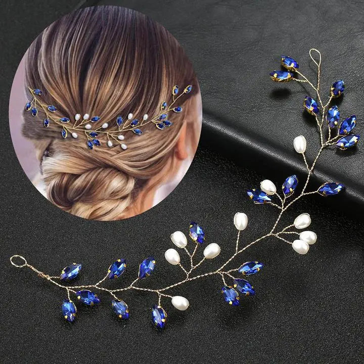 Vintage Blue Rhinestone Hair Comb Wedding Hair Accessories Bridal Hair Clip Headpiece Jewelry Bride Tiara Hair Ornament Gift