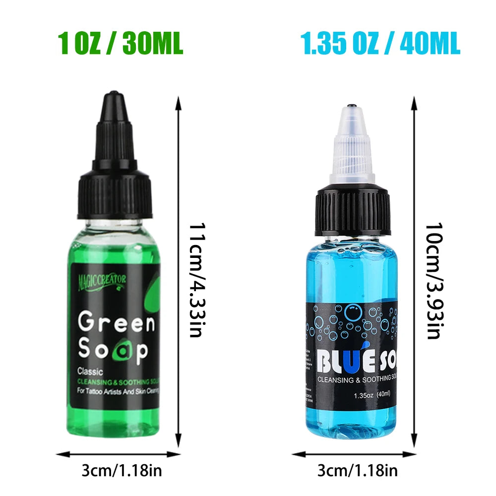 Tattoo Green Soap and Blue Soap - Super Concentrated Tattoo & Piercing Cleanser for Tattoo Studios, Tattoo Artist & Beginner