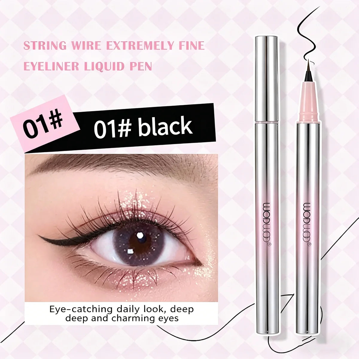 All-in-One Waterproof Eyeliner Pen - Smudge-Proof for Eyebrows, Eyeliner, Lower Lashes & Silkworm Makeup