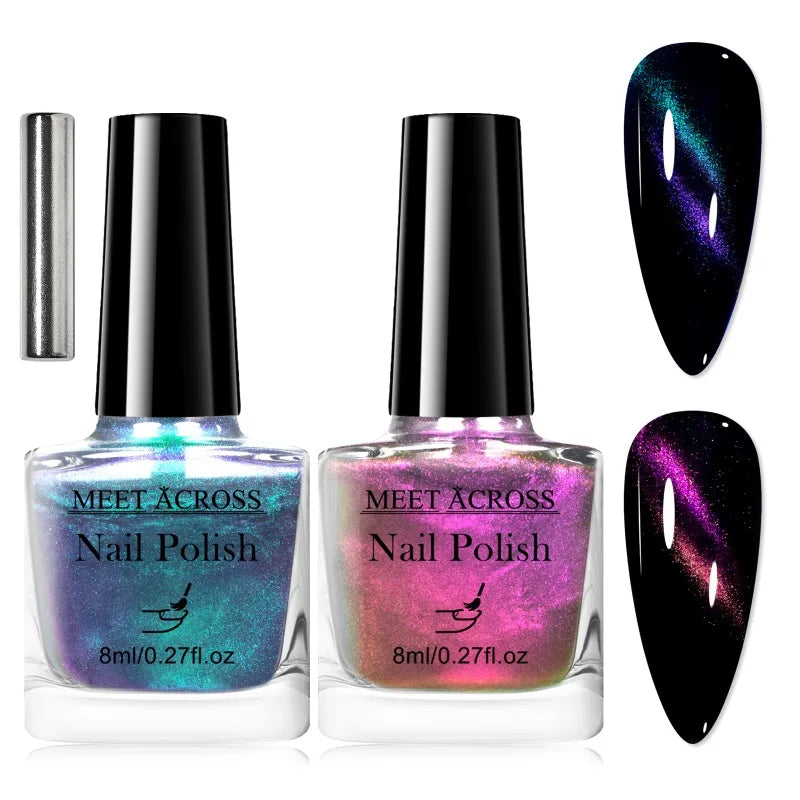 3pcs/set 8ml Cat Magnetic Nail Polish Long Lasting Quick Drying No Need of Lamp to Cure Nail Supplies Vernis for Nails Manicure